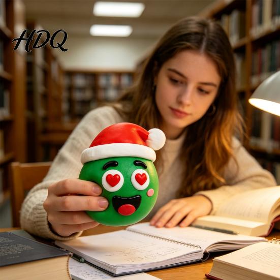 Съемный антистрессовый мячик с выражением лица 1/5 шт. DIY Рождественская игрушка для снятия стресса Олень Снеговик с аксессуарами для рождественских чулок Мягкий сжимаемый сенсорный