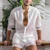 Рубашка с длинными рукавами, повседневные шорты, модные мужские костюмы, мужская одежда с комплектами летних костюмов, спортивная одежда