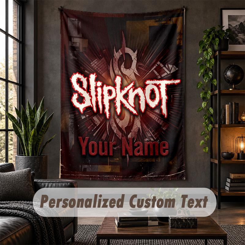 Personalized Wall Tapestry,Slipknot Custom Text, Soft Fabric Wall Art For Indoor Decoration