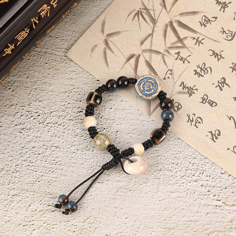 Милый мультяшный плетеный керамический браслет ручной работы для женщин и девочек, универсальный персонализированный керамический браслет с бусинами, регулируемый, подарки