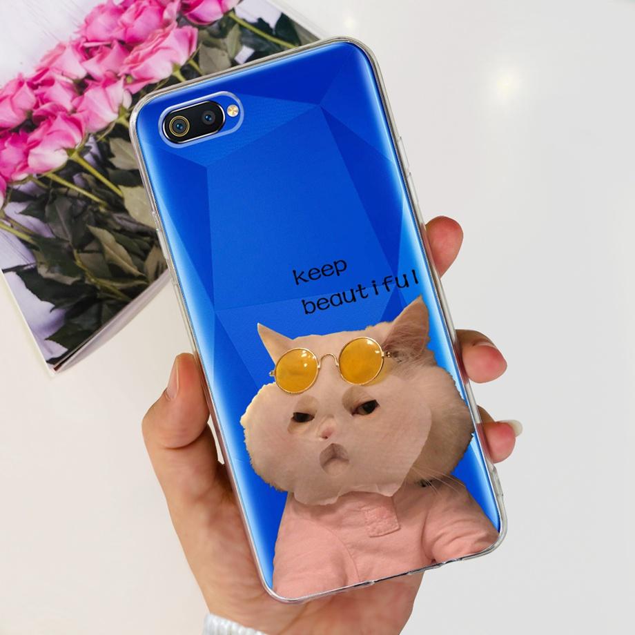 Luxuly Clear Silicone Back Cover For Oppo A1k A12e A3s A5 AX5 Case Realme C2 C1 Bumper Fundas Soft TPU Women Fashion Rose Flower