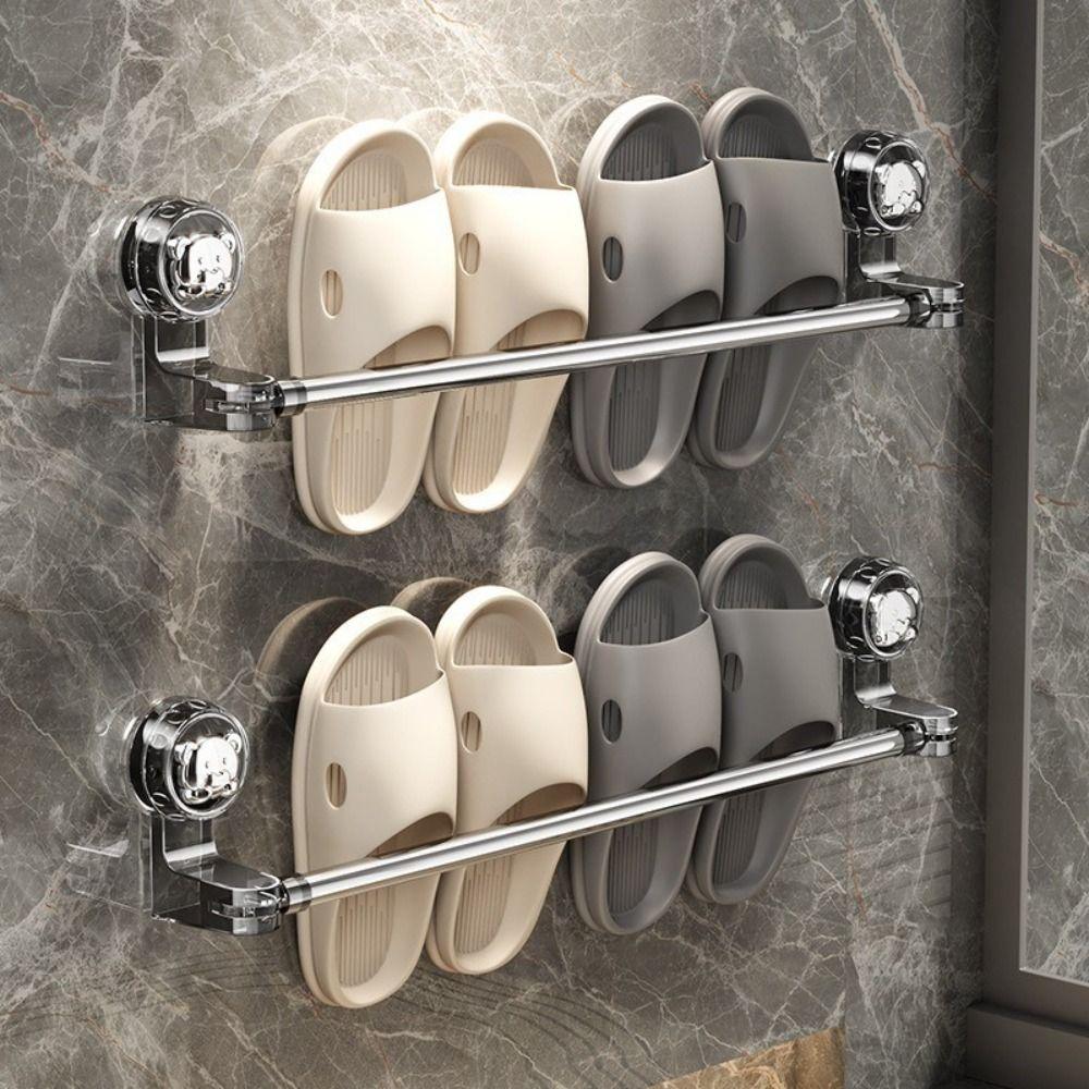 Suction Cup Towel Rack Wall Mounted Clothes Drying Rack Durable Slipper Rack