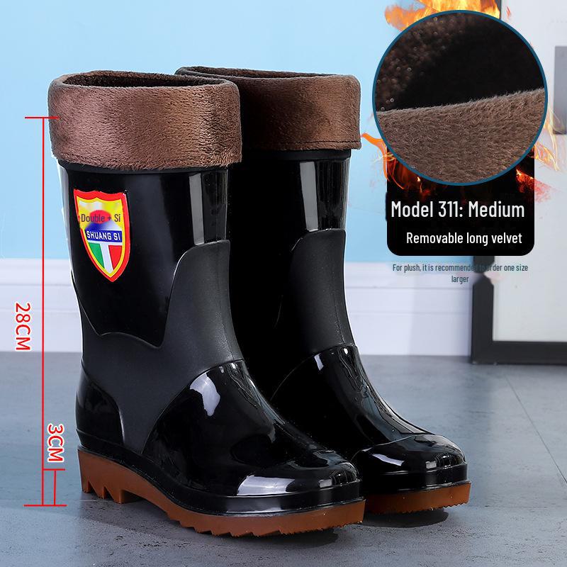 Мужские водонепроницаемые рабочие ботинки из ПВХ — нескользящие, износостойкие, защитные дождевые сапоги для строительных площадок