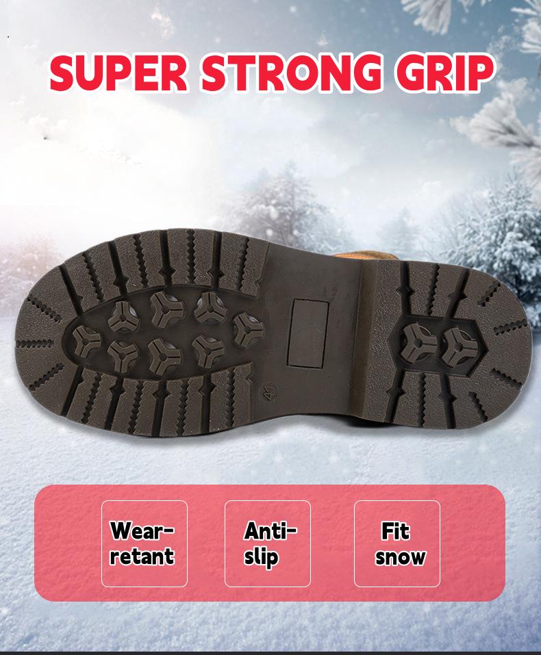 Winter Cowhide Snow Boots - Thickened, Cold-Proof, Plus Velvet Wool, Thick-Soled, Outdoor, Warm, Labor Protection Footwear