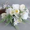 White Bridal Bouquets Wedding Bouquets with Ribbon for Bridal, Bridesmaids, Anniversary, Wedding Party Decorations