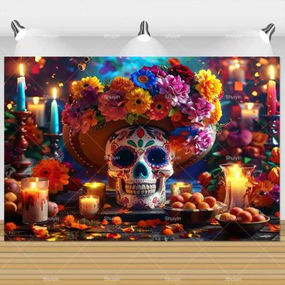 Фотофон День Мертвых Череп Бархатцы Мексиканская Фиеста Día De Los Muertos Украшение Принадлежности для Вечеринки Реквизит для Фотостудии