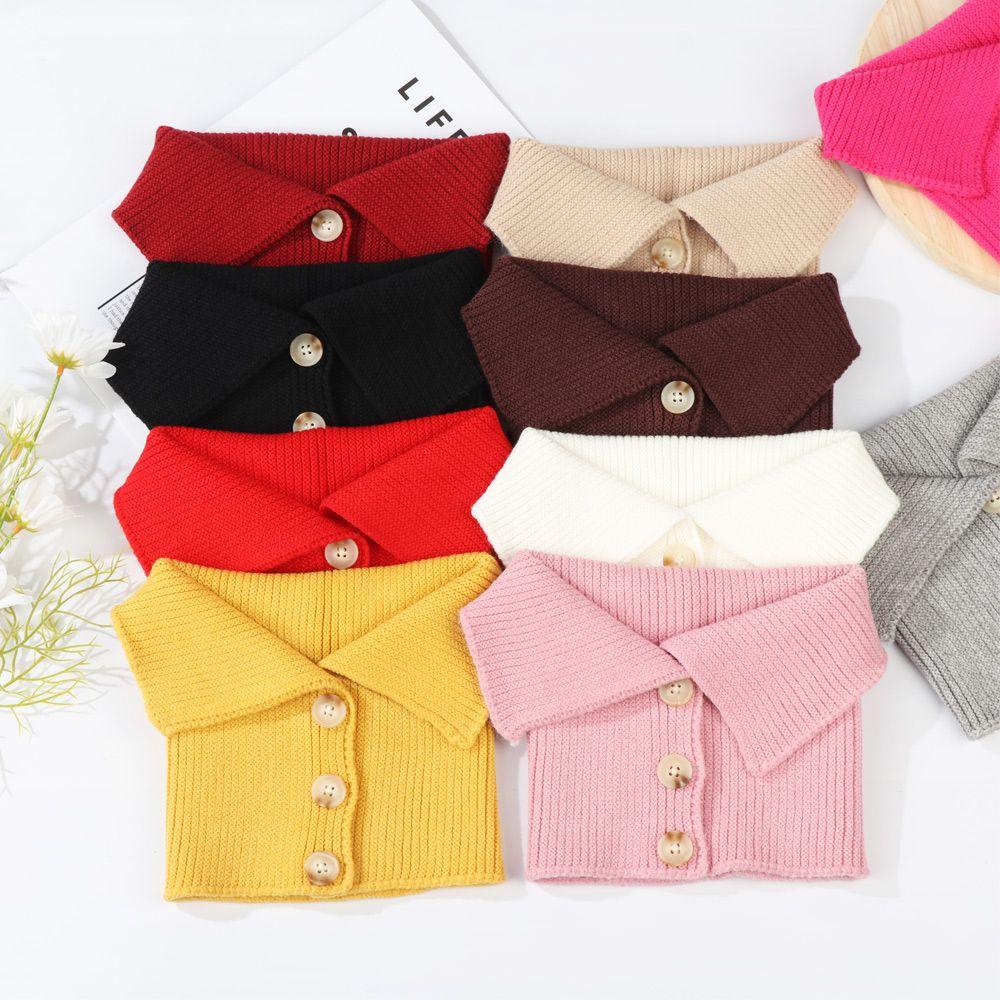 Женский ветрозащитный теплый шарф с пуговицами, защита шеи, водолазка, вязаный искусственный воротник