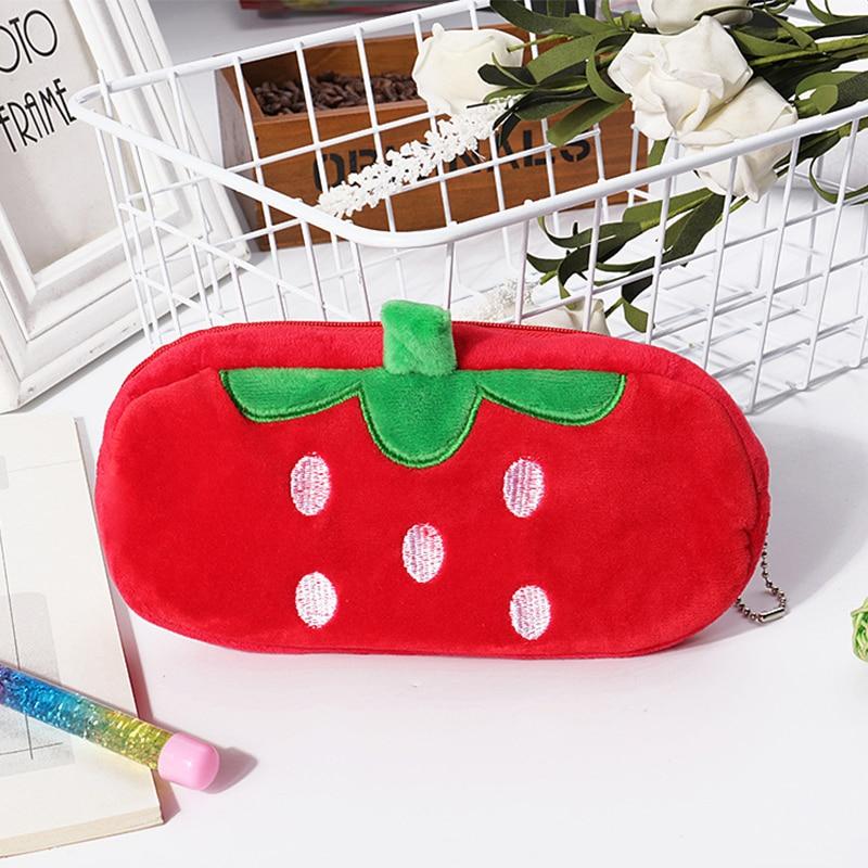 Plush Animal Pencil Case Cartoon Panda Bear Fruit Pen Bag Box for Kids Gift Cosmetic Stationery Pouch School Supplies Zakka