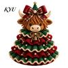 Step by Crochet Tutorial Animal Xmas Tree Kit, Christmas DIY Cute Parent Child Crafting Projects Highland Cow Forest Craft Kit for Beginners, Holiday
