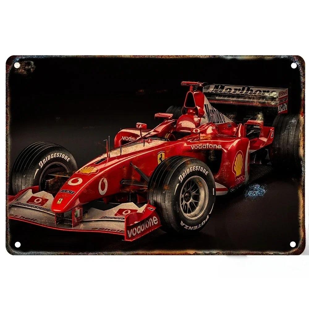Metal Tin Metal Poster F1 Racing Tin Sign Metal Plaque Poster for Bar Club Wall Decor Retro Bedroom Vintage Wall Plate Pendant