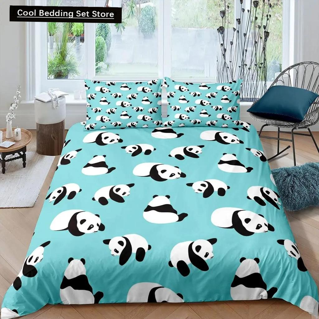 Полный комплект постельного белья Panda King для детей, романтический комплект постельного белья, пододеяльник с изображением животных из мультфильмов, велосипеда, воздушного шара, стрекозы, полиэстерового одеяла
