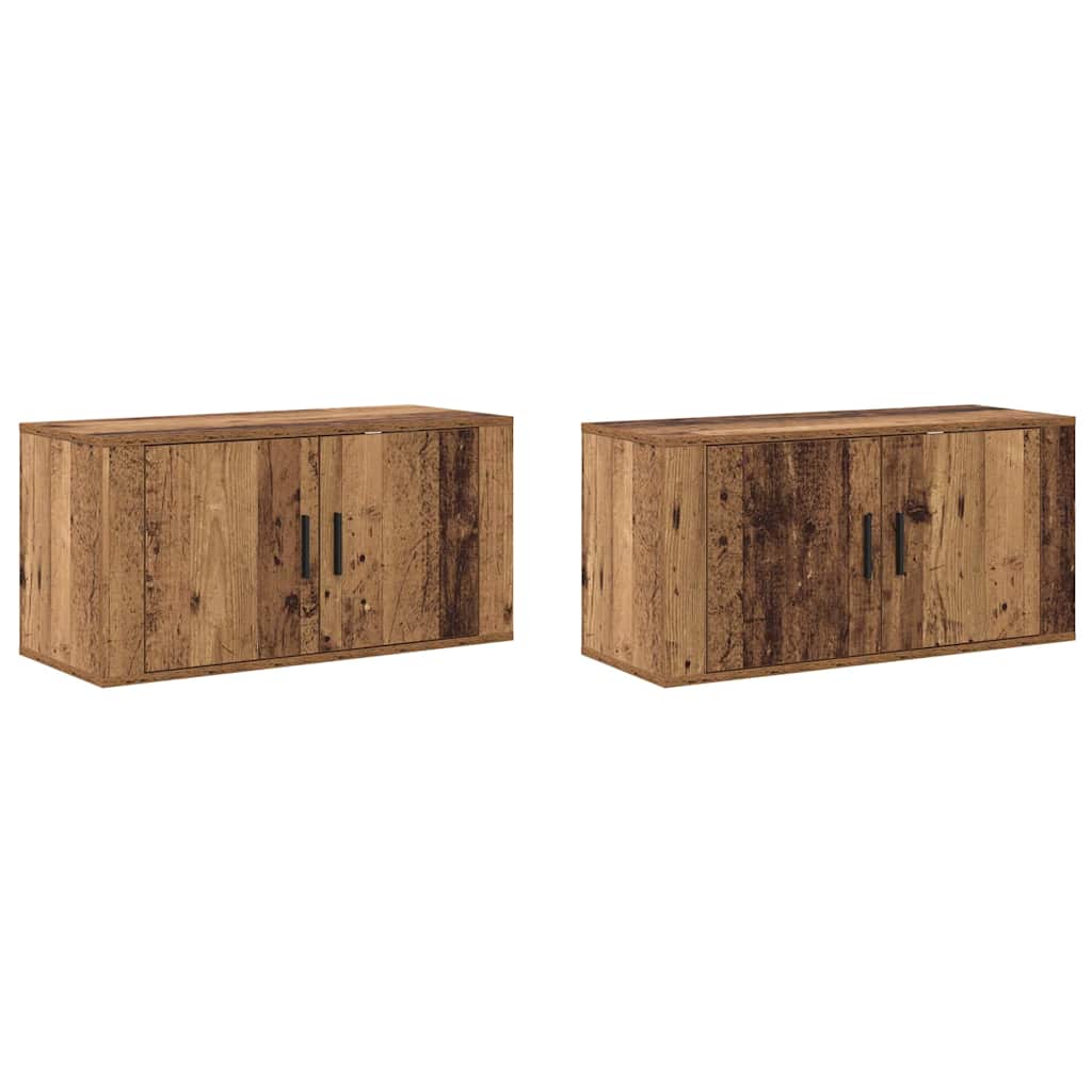 Wall Mounted TV Cabinet Set 2 pcs Reclaimed Wood Look 80 x 34.5 x 40 cm