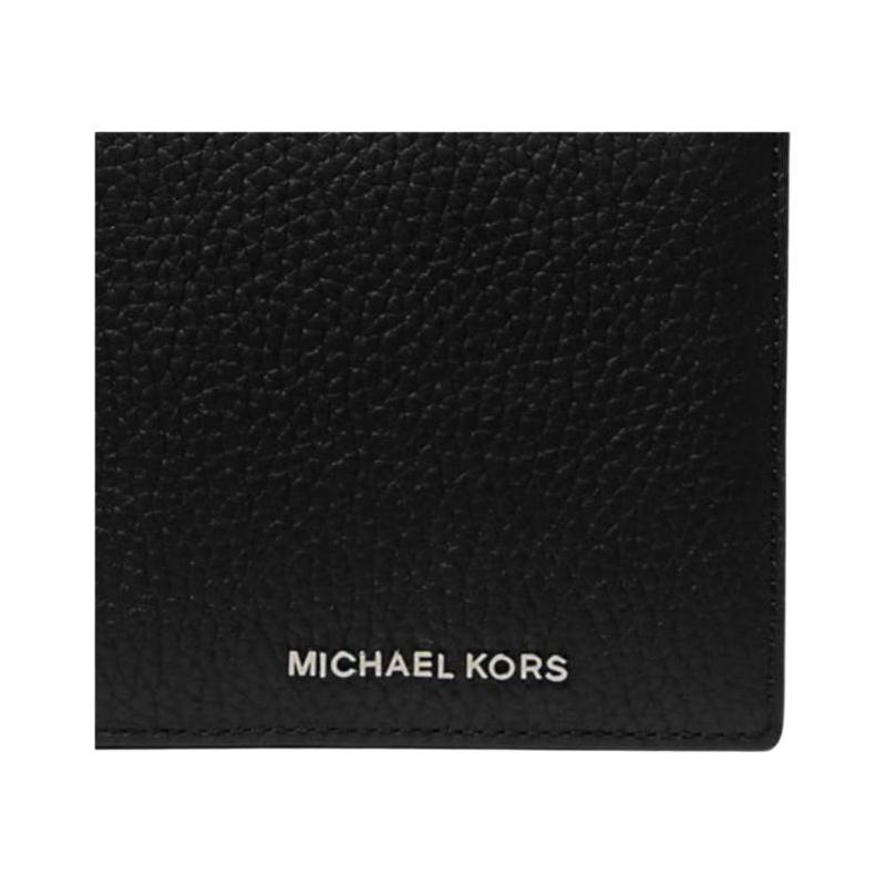 MICHAEL KORS Hudson brand logo bi-fold design leather wallet women's black