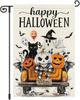 Louise Maelys Happy Halloween Garden Ag Black Cat Ghost Pumpkin Truck 12x18 Inch Double Sided Boo Holiday Seasonal Welcome PPZ