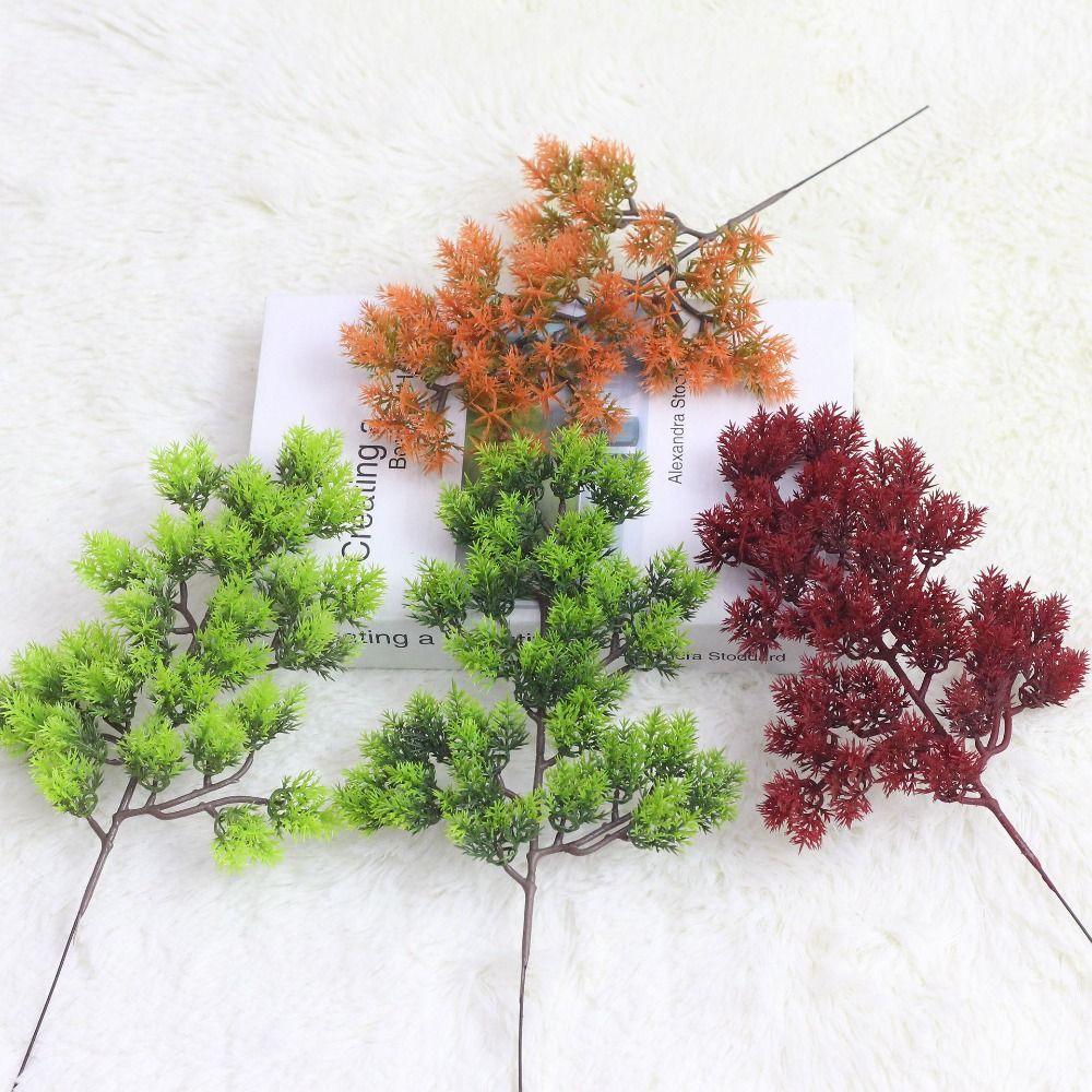 Green Artificial Pine Green Branch Handmade Fake Pine Leaves Simulation Pine Branch Garden