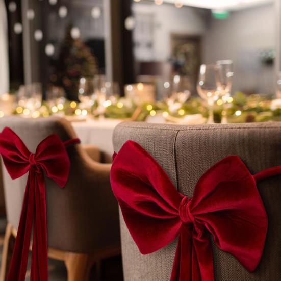 Christmas Chair Sashes Bows Large Velvet Chair Cover Back Tie Supplies for Christmas Banquet Home Wedding Event Holiday Party Decor