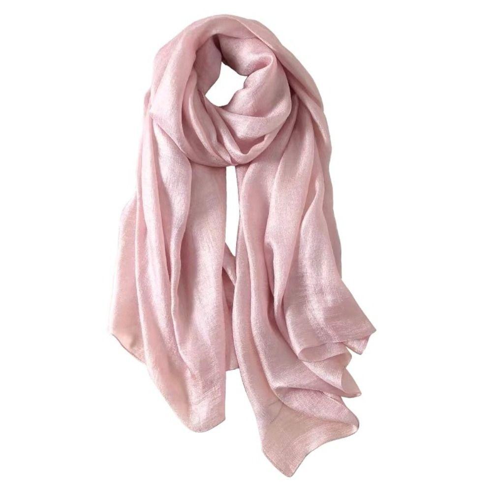 Pure Color Women Plain Scarf Head Wrap Plus Size Hijab New Female Sunscreen Shawl