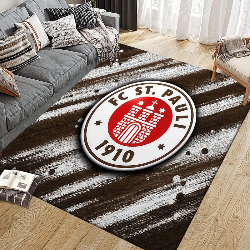 FC St. Pauli Flannel Pattern Square Carpet,Area Rug,Carpet Rug for Living Room Bedroom Sofa Playroom Decor,Non-slip Floor Mat