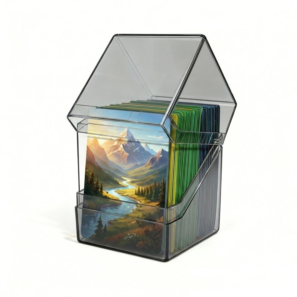 100PCS Capacity Acrylic Card Case Transparent TCG Deck Box Card Display Box Home Organization