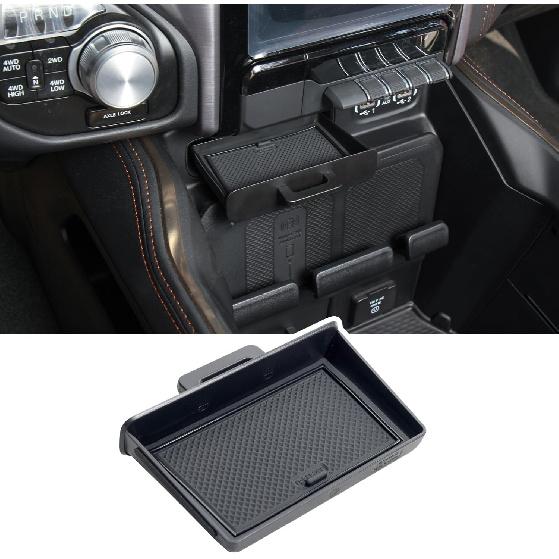 PIMCAR Ящик для хранения в центральной консоли Совместим с -2026 Dodge Ram 1500 2500 3500 Ящик-органайзер с противоскользящим ковриком Аксессуары для интерьера (Только подходит