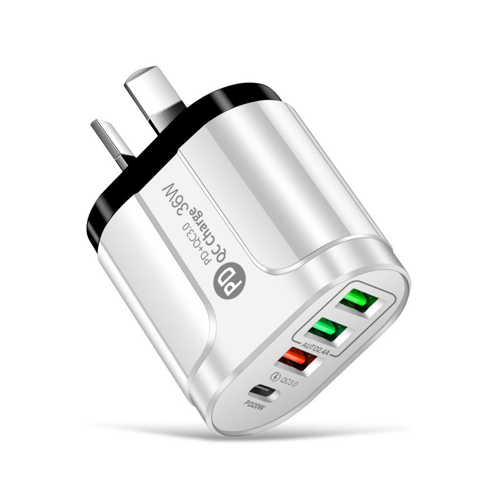 Быстрое USB-зарядное устройство для путешествий (США/Великобритания/ЕС): 20 Вт PD с 3 портами USB