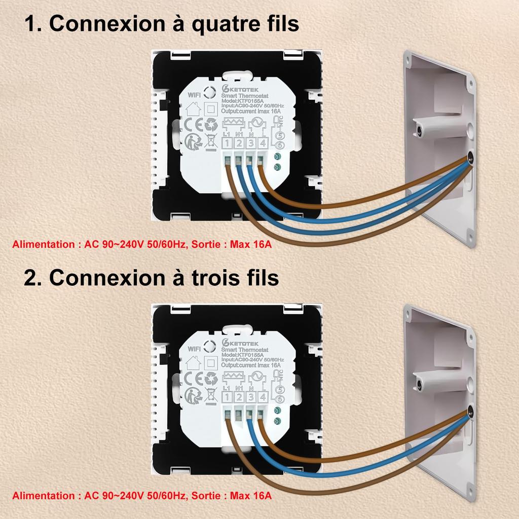 Ketotek 16A/3A WIFI умный комнатный термостат электрический контроллер температуры подогрева пола с голосовым сенсорным управлением