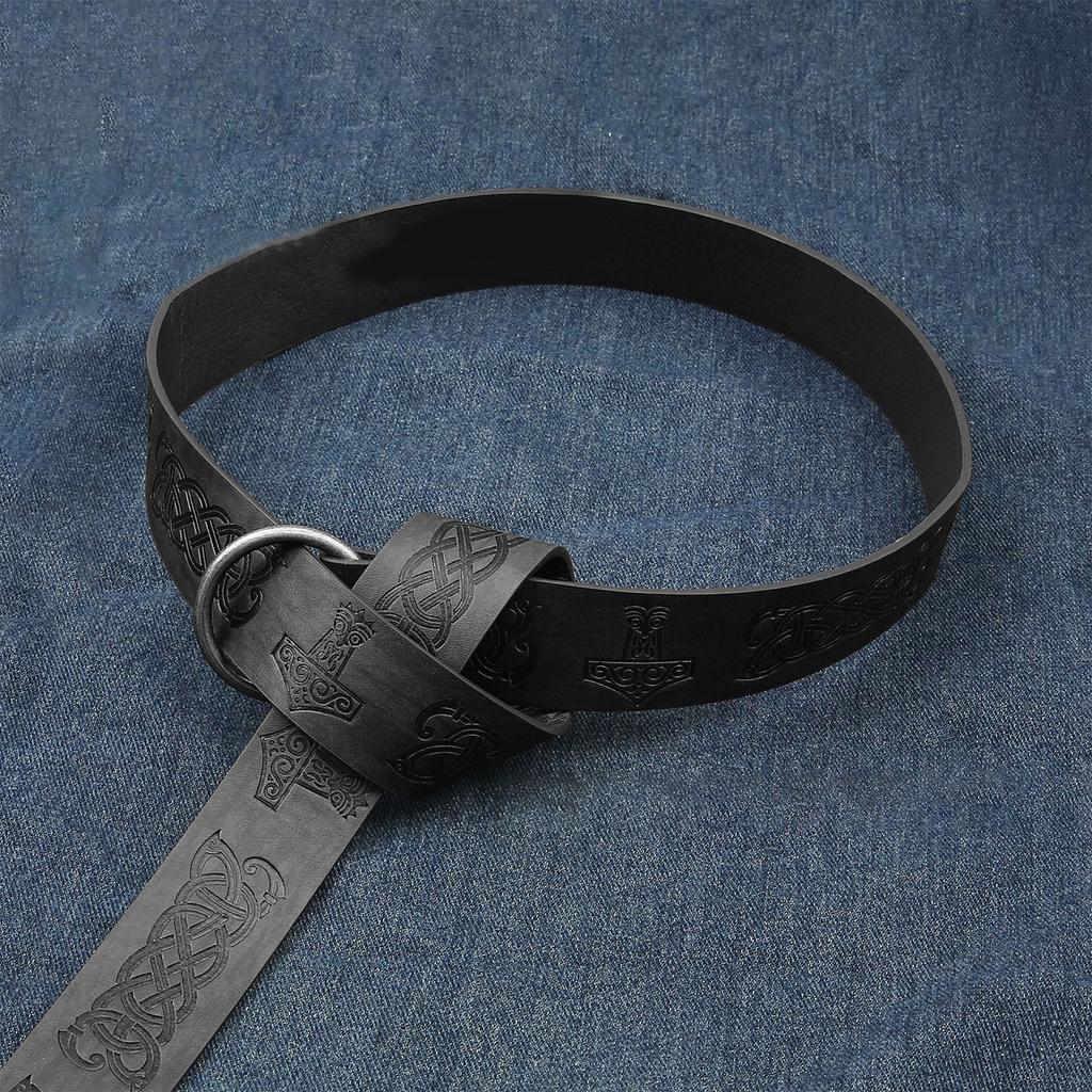 Средневековый поясной ремень Винтажный косплей Рельефный ремень для мужчин Косплей реквизит ПУ поясной ремень для фотосессий и сцены