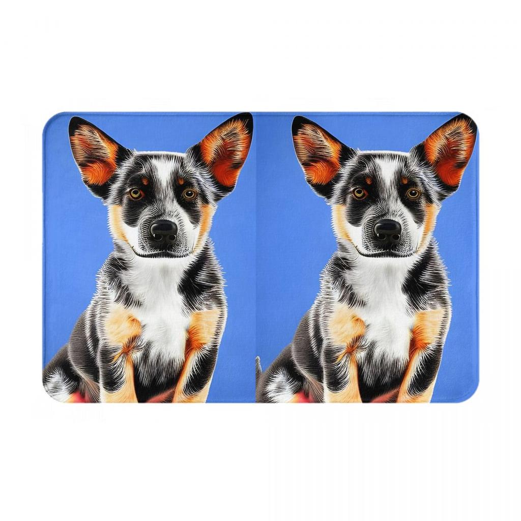Cute Australian Cattle Dog Puppy Anti-slip Doormat Floor Mat Sand Scraping Carpet Rug for Kitchen Entrance Home Bedroom Footpad