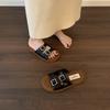 Fashion 2025 New Summer Fashion Open Toe Breathable Women Slippers Outdoor Casual Beach Low Heels Sandals Classical Buckle Slippers