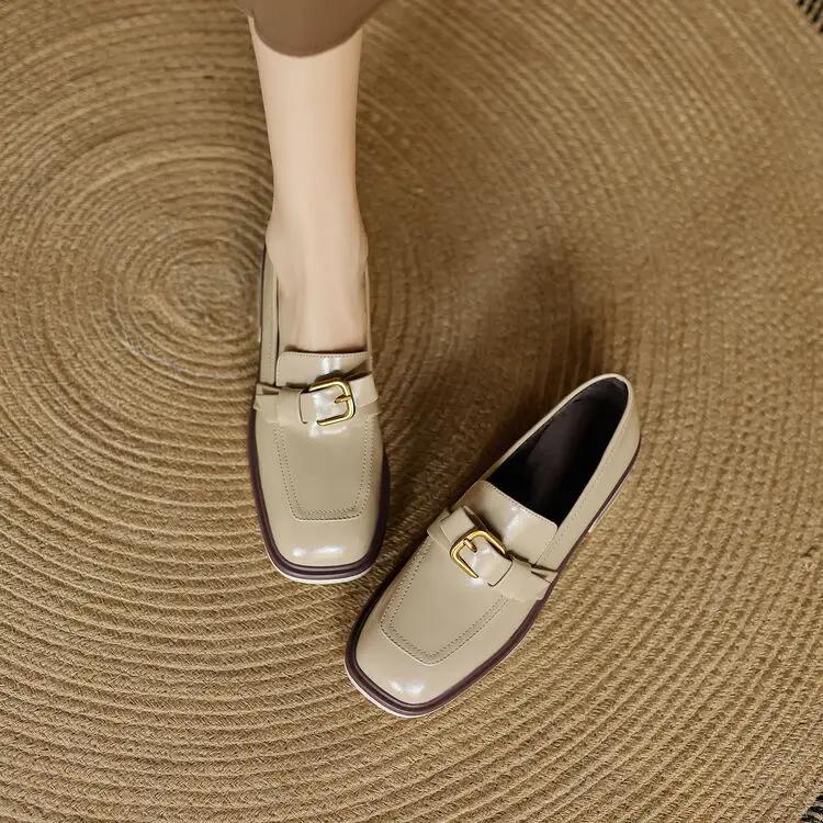 Модные новые осенне-зимние женские туфли-лодочки из спилковой кожи для женщин, французский квадратный носок, лоферы, zapatos mujer, массивные каблуки, женская обувь