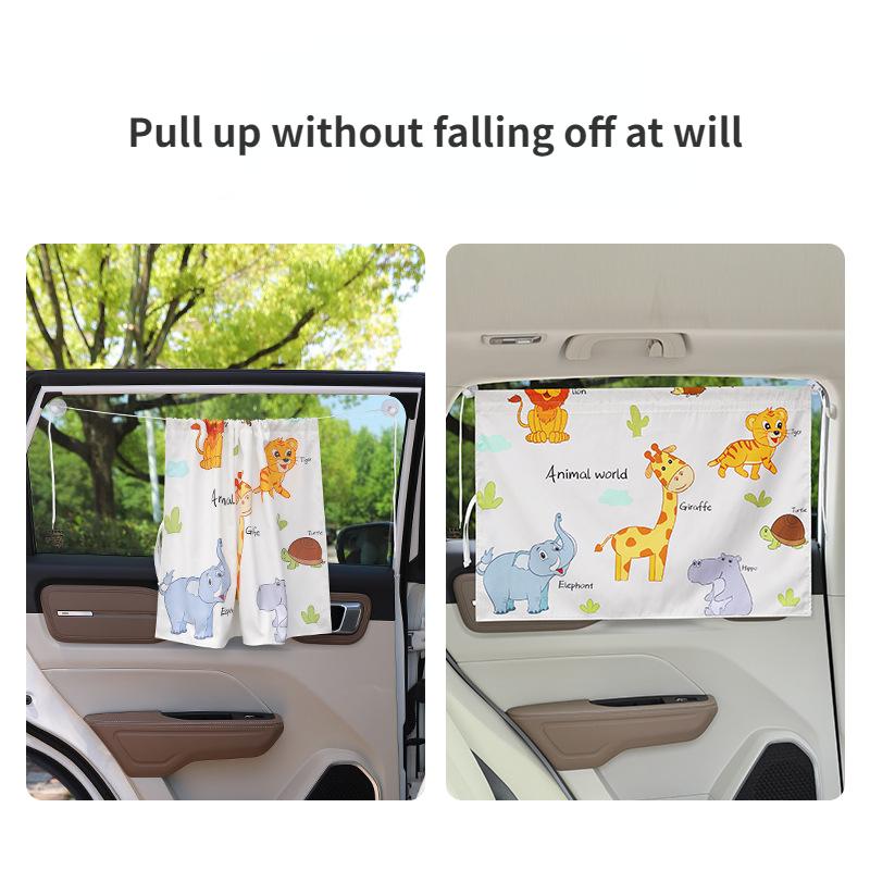Автомобильные мультяшные шторы Универсальные присоски Типа автомобильные солнцезащитные шторы для боковых окон Защита от солнца Теплоизоляция Боковые солнцезащитные шторы для окон