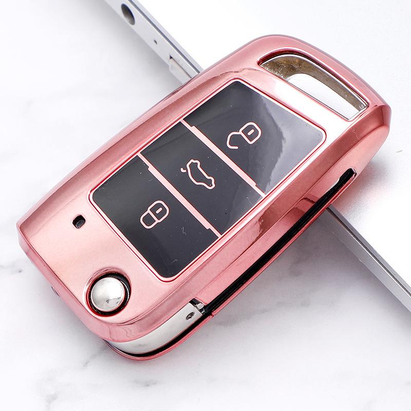 New Fashion TPU Car Flip Key Case Cover Shell For VW Volkswagen Golf 7 MK7 Tiguan MK2 For Seat Ateca Leon FR Ibiza Skoda Octavia Kodiaq