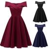 Women Formal Off Shoulder Slash-Neck Chiffon Prom Evening Party Bridesmsid Dress
