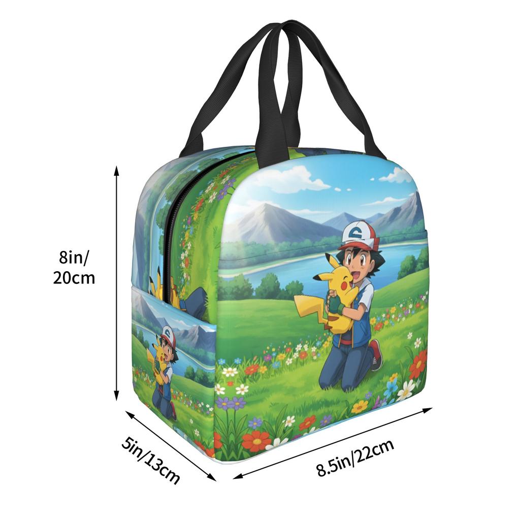 Custom P-Pikachus Insulated Lunch Bag for Women Men Waterproof Manga Cooler Thermal Lunch Tote Office Picnic Travel