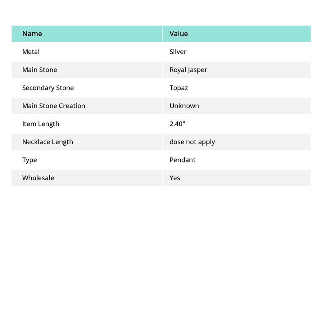 Королевская Яшма Дымчатый Кварц Драгоценный Камень Ручной Работы Антикварное Ювелирное Изделие Подвеска 2.4" u4J92