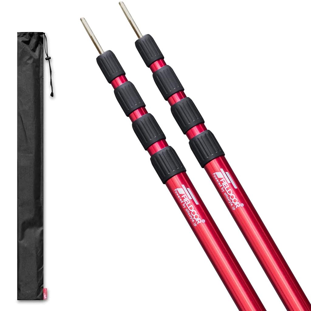 FIELDOOR Telescoping Aluminum Tent Pole Diameter 32mm Stepless Adjustment Set of 2 Storage Bag Included Stepless Adjustment Swing Type Easy Height