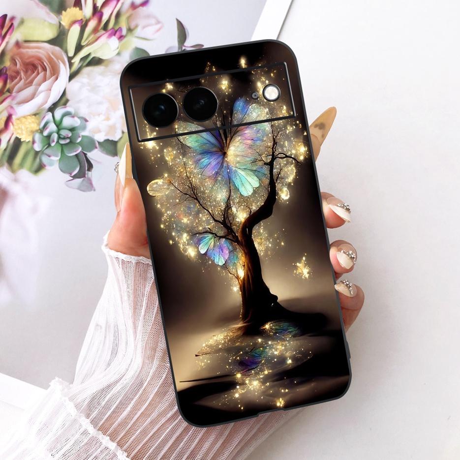 For Google Pixel 7A Case Pixel7 Pro Luxury Flower Butterfly Painted Cover Soft Silicone Case For Google Pixel 7 Pro Pixel7A Bags