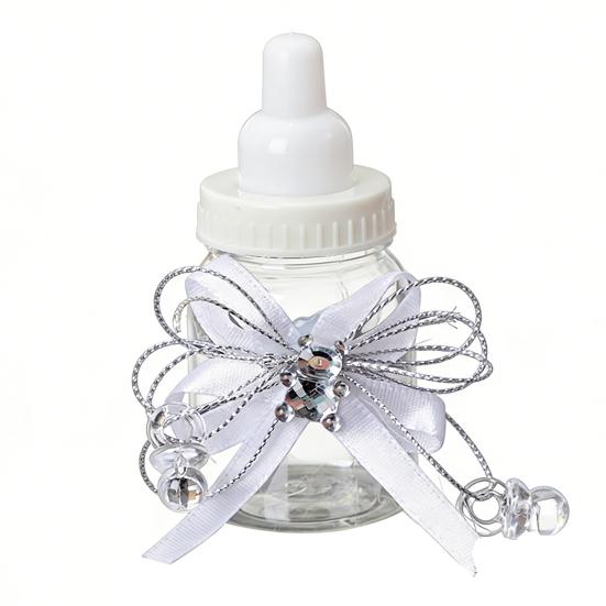 1/6/12 шт. Мини-конфетница в виде бутылочки молока с мишкой из страз и бантом из ленты, для сладостей и угощений, банка для хранения, сувениры для вечеринки в честь рождения ребенка