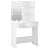 Makeup Table with LED Lights High Gloss White 74.5 x 40 x 141 cm