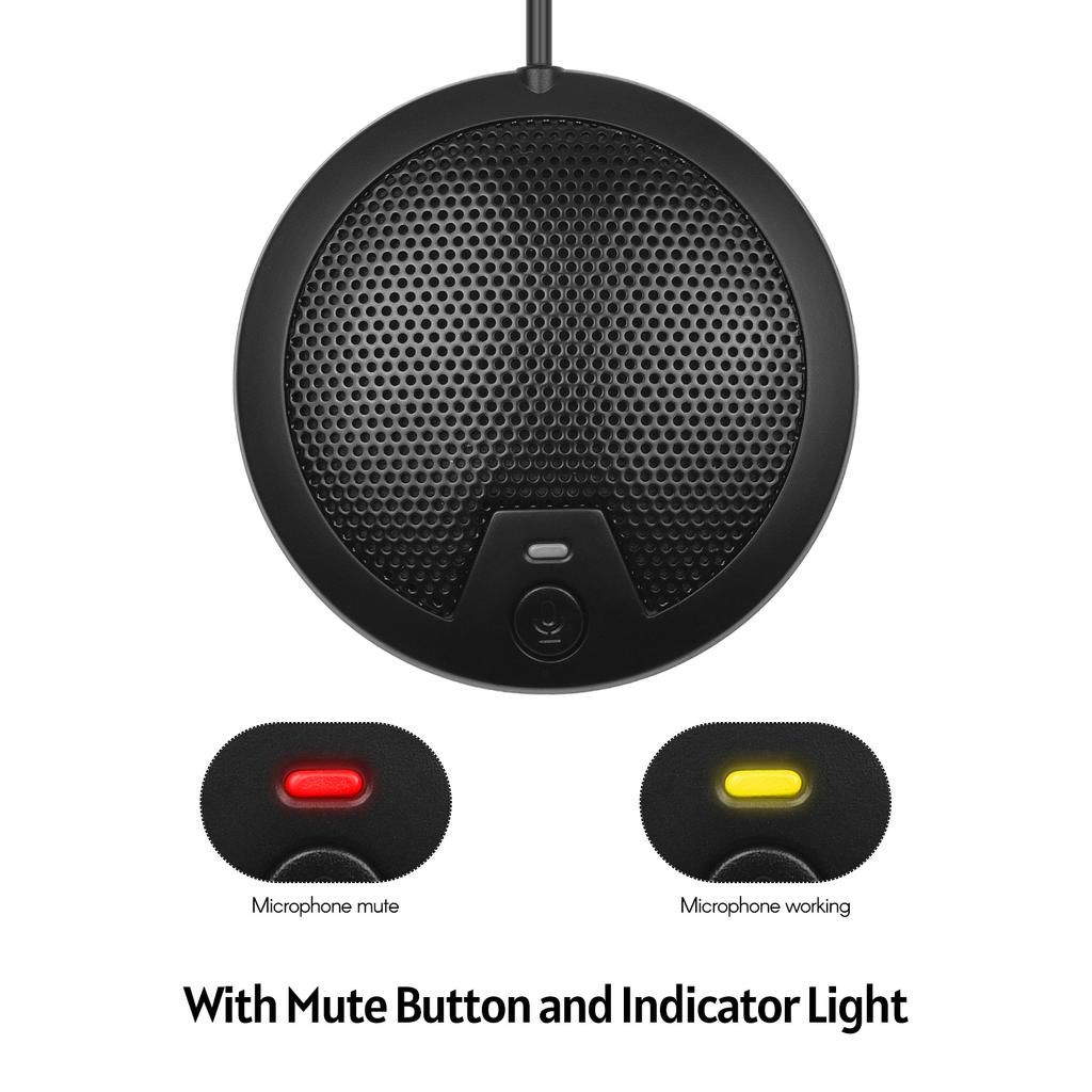 Настольный конденсаторный USB-микрофон Всенаправленный микрофон на 360 градусов с кабелем длиной 2 м, штекером типа C для