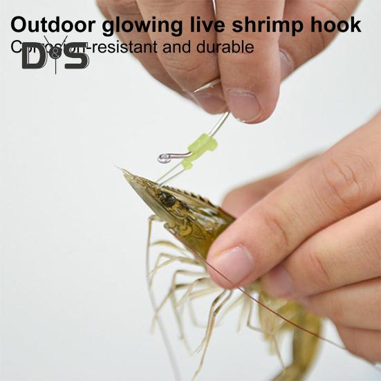 5/15/25 шт. светящийся крючок для фиксации живой креветки, прочный металлический крючок с зазубринами для ловли пресноводного сома, окуня, рыболовные принадлежности