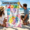 Custom Name Personalized Care Bears Print Beach Towel, for Trip Camping Beach Party Home Decor, Birthday Gift for Family & Friends