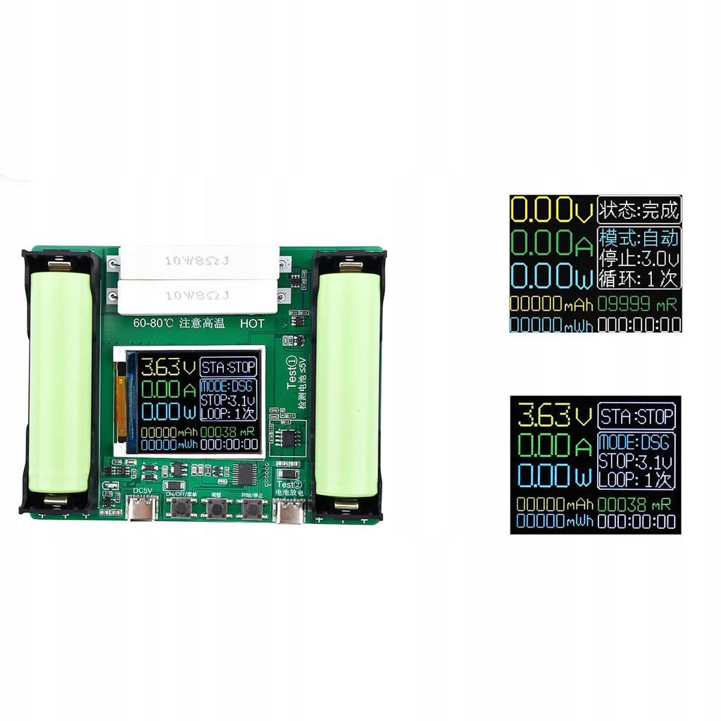 Rosfix ЖК-тестер емкости и сопротивления аккумуляторов 18650 – Измерение емкости и сопротивления | USB-C | Три режима работы