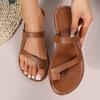 European and American Foreign Trade Large Size Round Head Clip Shame Flat Beach Shoes Women Wear Retro Cool Slippers Womenshoes Slippers