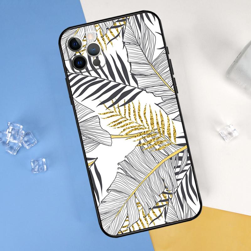 Летнее растение Пальма Зеленый лист Алоха Чехол для телефона Для iPhone 16 Pro 15 Pro 11 13 14 Pro Max 12 Mini XR 16 15 Plus 16e Защитный чехол