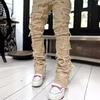 New Men's Denim Straight Leg Jeans Street Fashion Ins Colorful Stretch Patch Denim Straight Leg Jeans