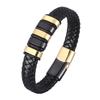 New Men Bracelet Leather Genuine Braided Punk Bangles Jewelry Fashion Design Stainless Steel Charm Magnetic Clasp