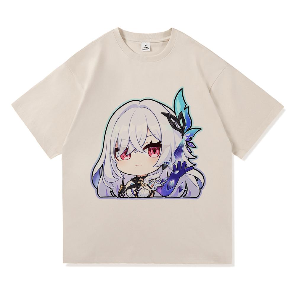 Футболка Genshin Impact Skirk Горячая Мода Мужская/Женская Эстетичная Смешная Милая Графическая Футболка Высокого Качества Повседневные Хлопковые Футболки