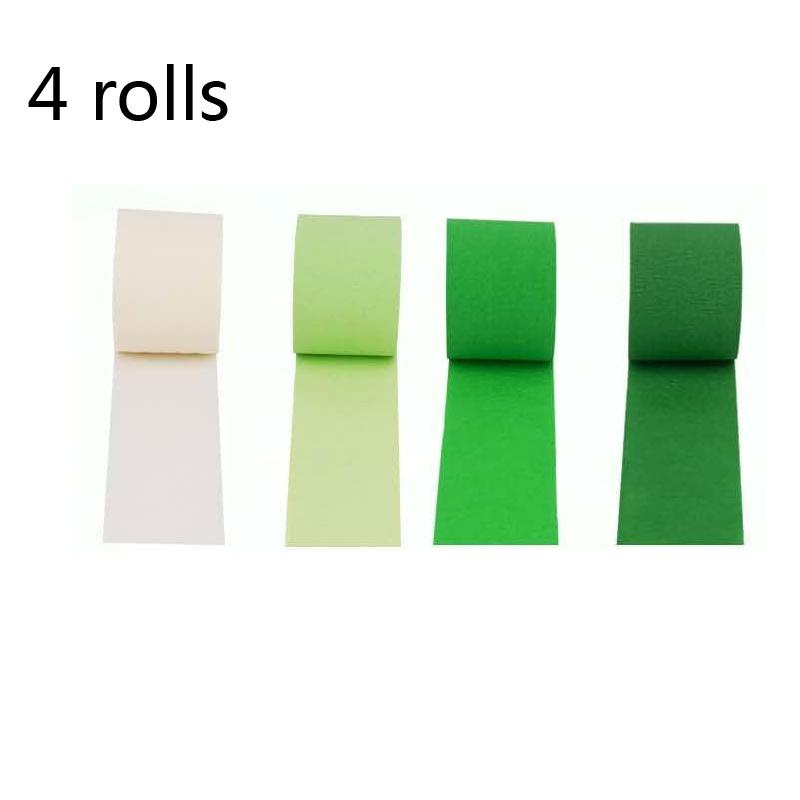 Eco Friendly Green Streamers with White Party Decor 4 Rolls Green Crepe Paper Streamer for Birthday Party Streamers for Backdrop