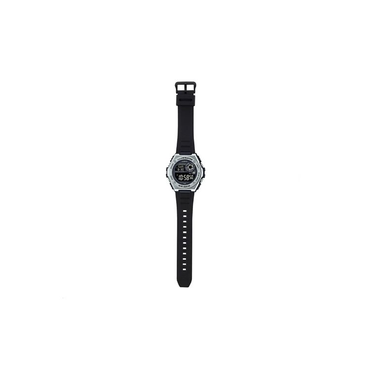 Casio Цифровая серия Круглые водонепроницаемые кварцевые часы на смоляном ремешке Мужские часы Черные MWD-100H-1BV